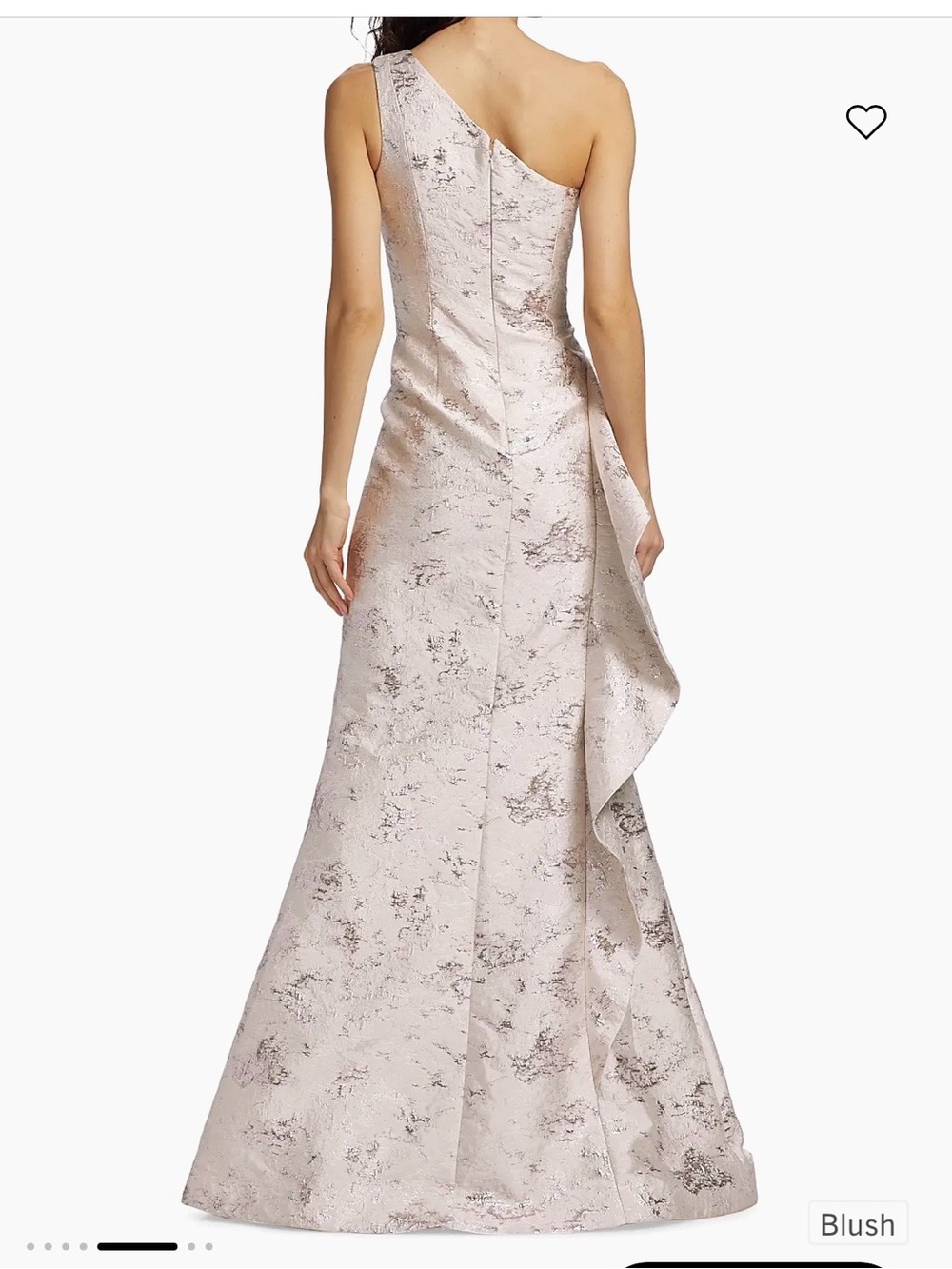 Teri Jon Blush One-Shoulder Ruffled Evening Gown - Picture 2 of 5
